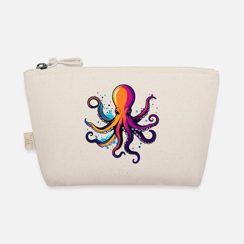 Bunter Oktopus Neon Tintentraum - Bio-Täschchen - Natur