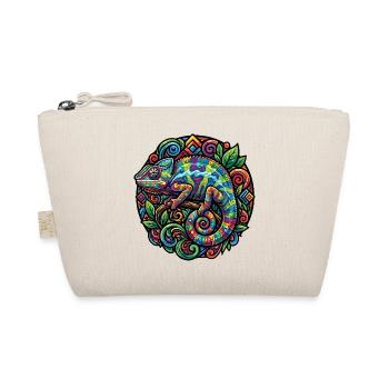 Colorful Chameleon Well Camouflaged Leaves Circle Motif - Organic Pouch - nature - Front