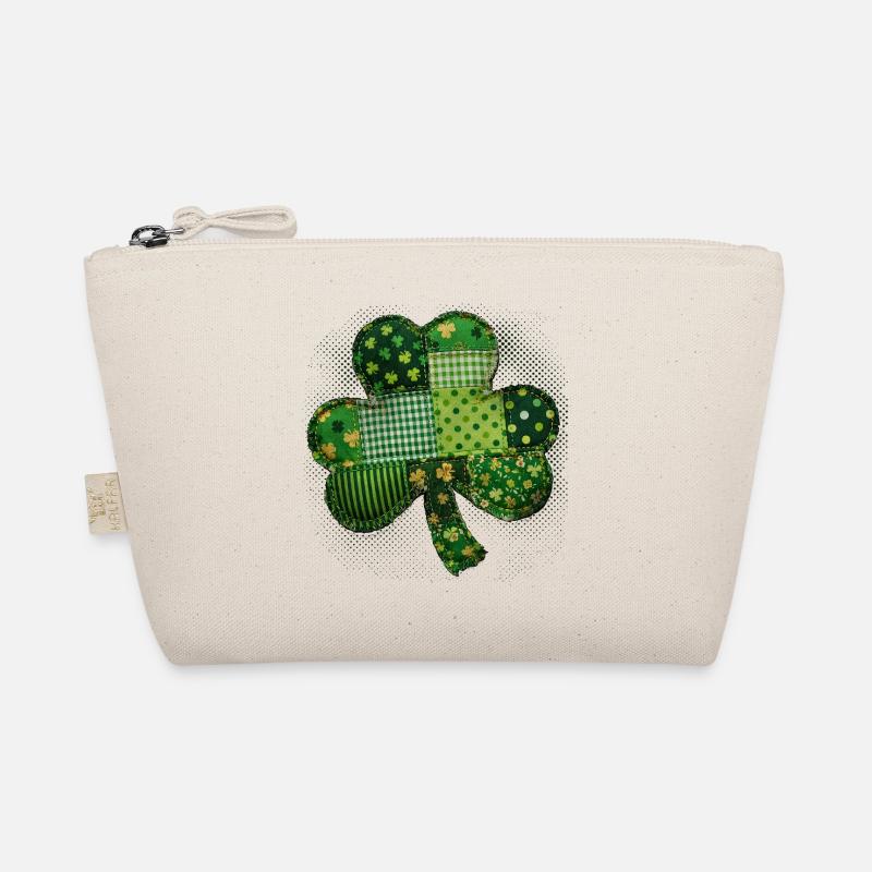 Kleeblatt – Vintage Patchwork St. Patrick’s - Bio-Täschchen - Natur