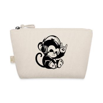 Rock monkey with headphones and rock hand sign - Organic Pouch - nature - Front