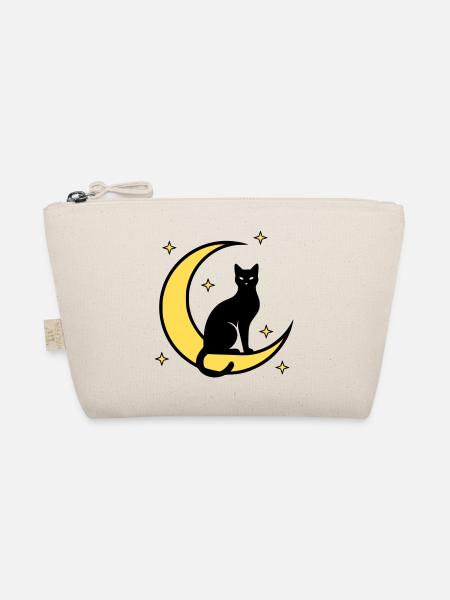 Katze Mond Sterne Hexerei - Bio-Täschchen - Natur - Vorne