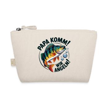 Papa Angelt Spaß Fischmotiv - Bio-Täschchen - Natur - Vorne