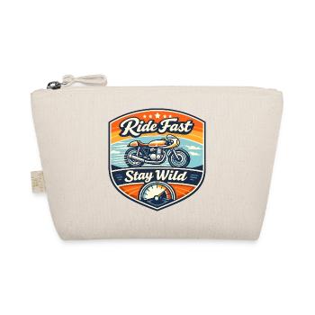 Ride Fast Stay Wild Motorcycle Badge - Organic Pouch - nature - Front