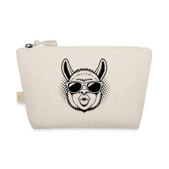 Cooles Alpaka mit Sonnenbrille Kussmund - Bio-Täschchen - Natur - Vorne