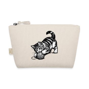 Playful Kitten and Yarn - Organic Pouch - nature - Front