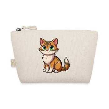 Chat cartoon câlin aux yeux verts - Trousse biologique - nature - Devant