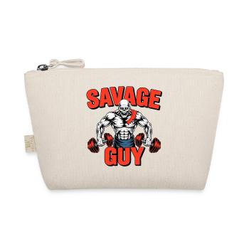 Savage Guy Weightlifting Skull - Organic Pouch - nature - Front
