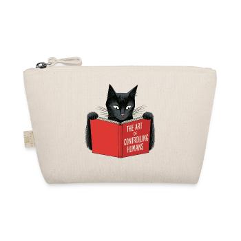 Chat noir lit livre rouge - Trousse biologique - nature - Devant