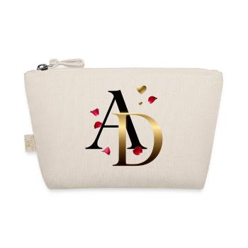 AD Goldmonogramm mit Rosen - Bio-Täschchen - Natur - Vorne