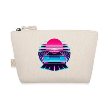 Neon Synthwave Auto am Sonnenuntergang - Bio-Täschchen - Natur - Vorne