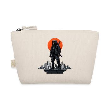Ninja in the shadows in front of a red skyline - Organic Pouch - nature - Front