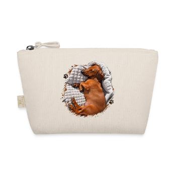 Dackel Kuscheltraum auf Decke - Bio-Täschchen - Natur - Vorne