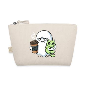 Halloween Kaffee Geist mit Zombie Katze - Bio-Täschchen - Natur - Vorne