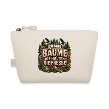 Ich mag Bäume Spruch – Holzoptik & Raben - Bio-Täschchen - Natur - Vorne