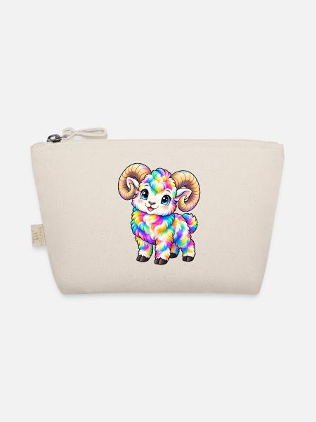 Dall Sheep Kawaii Mehrfarbiger Regenbogen - Bio-Täschchen - Natur
