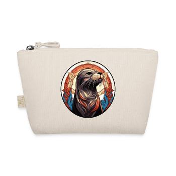 Robbe Seehund Retro Illustration - Bio-Täschchen - Natur - Vorne