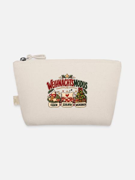 Weihnachtsmodus – Essen Schlafen Wiederholen Motiv - Bio-Täschchen - Natur