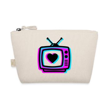 Pink TV Herz Glitch Icon - Bio-Täschchen - Natur - Vorne