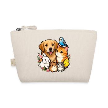 Bunte Tierfreunde 🐶🐱🐰🐹🐥🦜 - Bio-Täschchen - Natur - Vorne