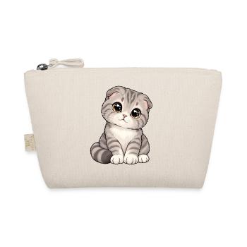 Scottish Fold Kawaii Style – Süße Katze - Bio-Täschchen - Natur - Vorne