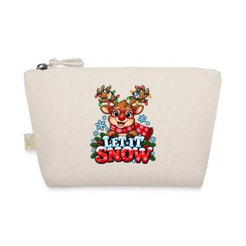 Let It Snow – Rentier mit Weihnachtslichtern - Bio-Täschchen - Natur - Vorne