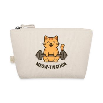Meow-tivation – Katze beim Gewichtheben - Bio-Täschchen - Natur - Vorne