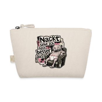 Nackt sehe ich noch besser aus - Nacktmull lustig - Bio-Täschchen - Natur - Vorne