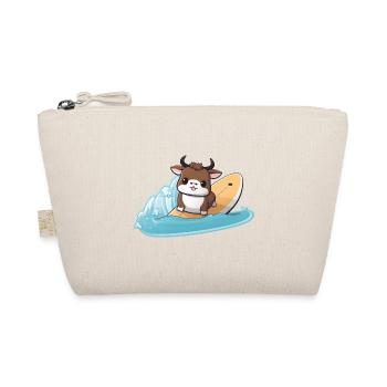 Surfing Cow, Sporty Animal Design - Organic Pouch - nature - Front