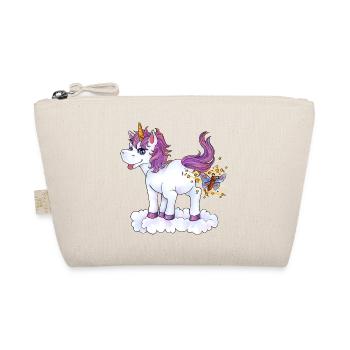 Lustig Pupsendes Einhorn frech mit Schmetterling - Bio-Täschchen - Natur - Vorne