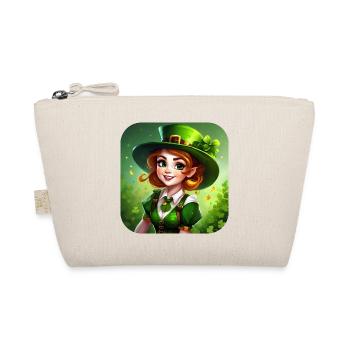 Saint Patricks Day Kobold Mädchen mit Kleeblatt - Bio-Täschchen - Natur - Vorne