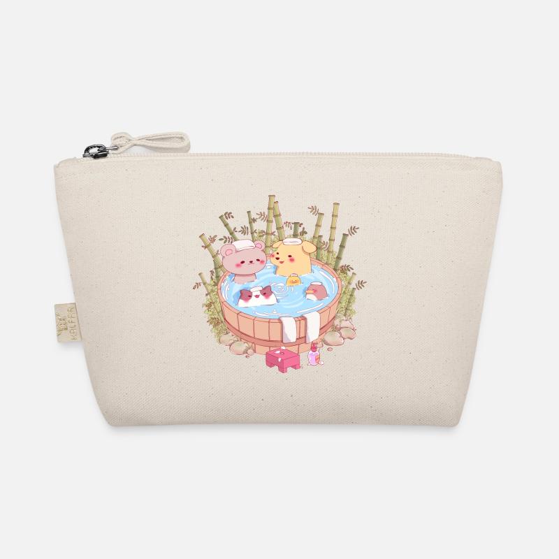 Kawaii Bamboo Hottub with Cute Animals inside Organic Pouch