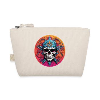 Totenkopf mit bunter Haube mit Dekoelementen - Bio-Täschchen - Natur - Vorne