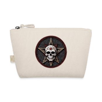 Totenkopf mit Pentagramm in Gothic Style - Bio-Täschchen - Natur - Vorne