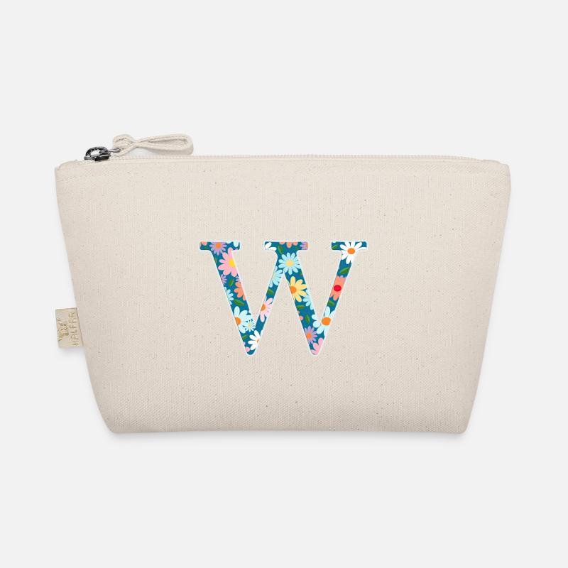 Customizable Monogram W Floral Pattern Organic Pouch