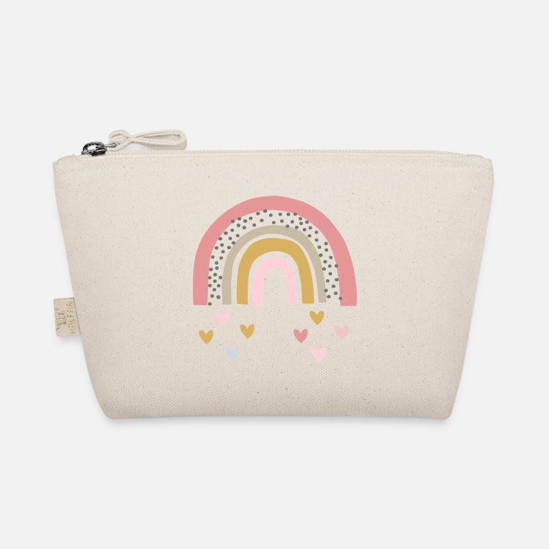 Rainbow with raindrops as a heart shape Organic Pouch