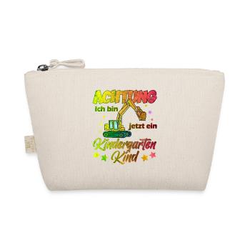 Kindergarten Kind Junge Geschenk Bagger - Bio-Täschchen - Natur - Vorne
