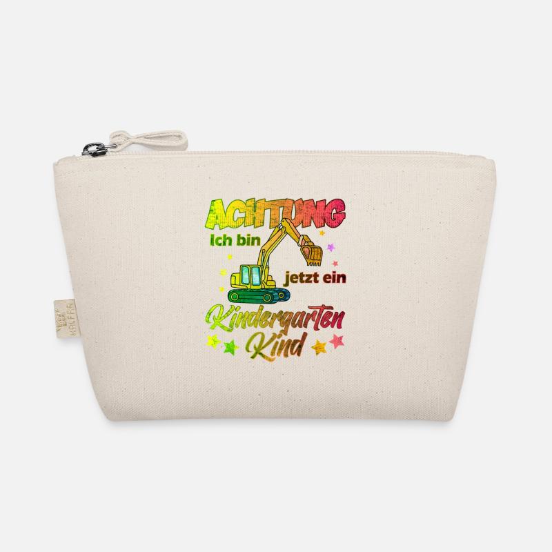 Kindergarten Kind Junge Geschenk Bagger - Bio-Täschchen - Natur