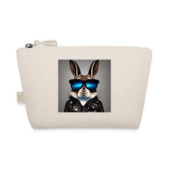Rabbit Biker wears sunglasses Cool - Organic Pouch - nature - Front