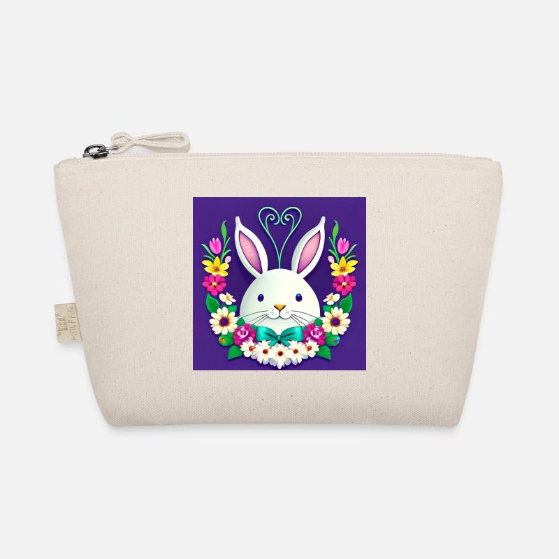 Flowers and Easter Bunny - Organic Pouch - nature