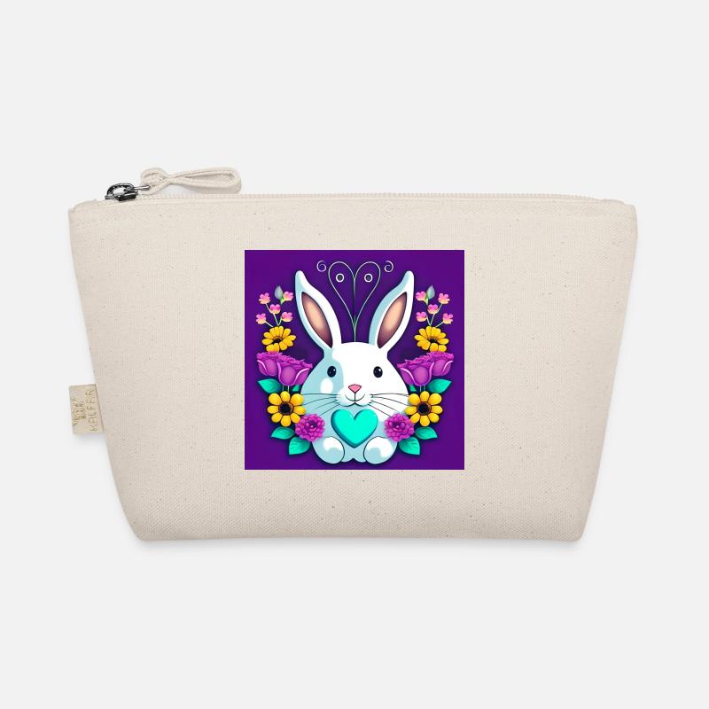 Witziger Osterhase mit Blumen - Bio-Täschchen - Natur