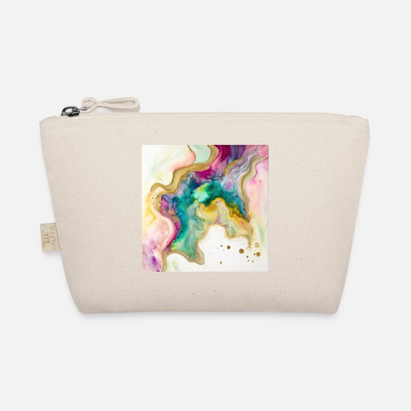 Rainbow Colors And Gold Paint Swirl Pattern Organic Pouch