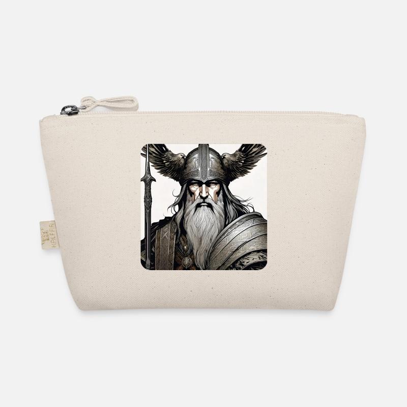Stolzer Wikinger Odin mit Raben Helm Bio-Täschchen