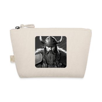 Stolzer Wikinger Krieger mit Hörner Helm Portrait - Bio-Täschchen - Natur - Vorne