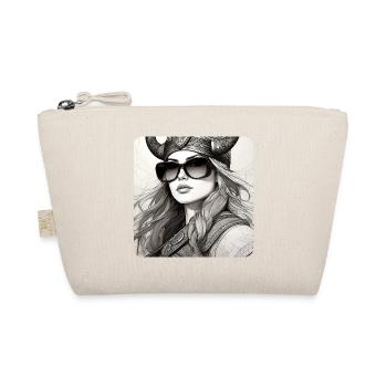 Modern Proud Viking Woman with Sunglasses - Organic Pouch - nature - Front