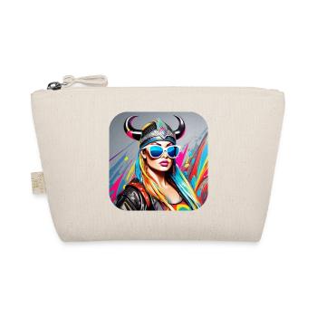 Modern Proud Viking Woman with Sunglasses - Organic Pouch - nature - Front