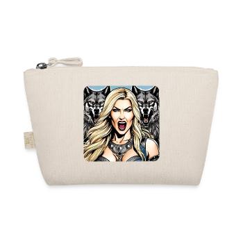 Viking Shield Maiden with Wolves - Organic Pouch - nature - Front