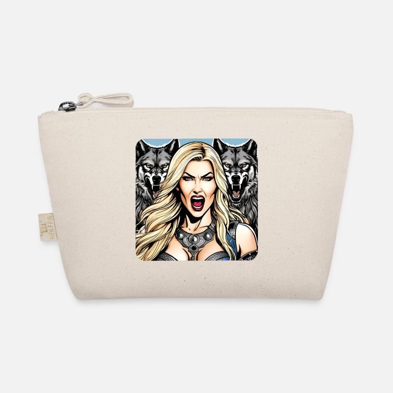 Wikinger Schildmaid mit Wölfe Bio-Täschchen