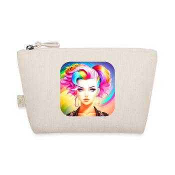 Niedliches Girl mit Regenbogenhaaren - Bio-Täschchen - Natur - Vorne