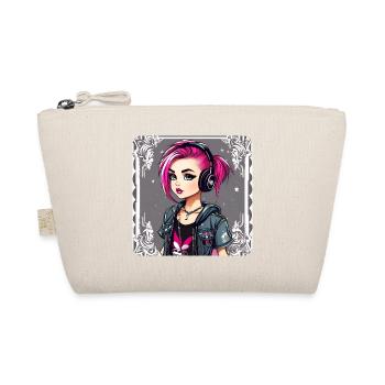 Fille punk cool aux cheveux roses - Trousse biologique - nature - Devant