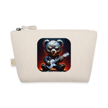 Heavy Metal Teddy Bear with Electric Guitar - Organic Pouch - nature - Front